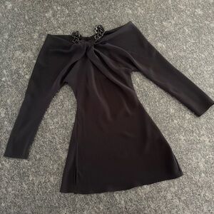 ZARA LIMITED EDITION BLACK CHAIN NECK OFF THE SHOULDER MINI DRESS SIZE SMALL NWT